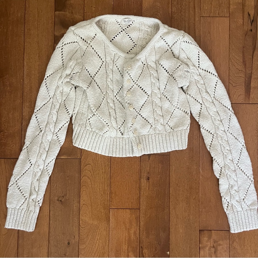 Knit cream cropped cardigan